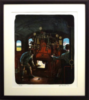 Jiří Bouda - Na lokomotivě - grafika